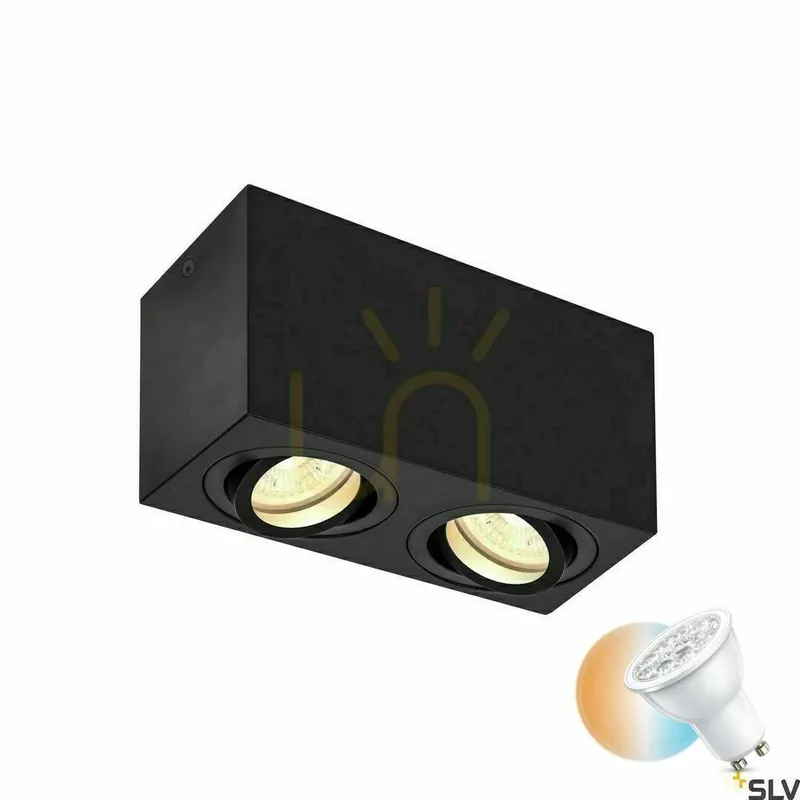 Ofertă exclusivă Plafonieră SLV TRILEDO Double Square CL negru 2xGU10 aluminiu 1002005