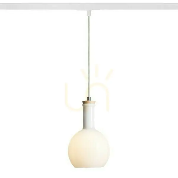 Pulire Rd Lampă suspendată pentru șină monofazată Opal Glass/Timber 230 V E14 28 W. Popular