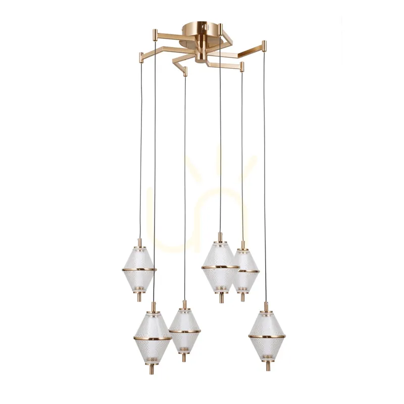 Reduceri Gold Fuente LED 6-Point Lampă cu pandantiv.