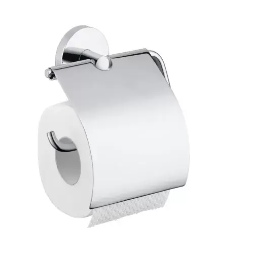 Cumpărături sigure Suport hartie igienica cu aparatoare satinat HANSGROHE seria LOGIS 40523820