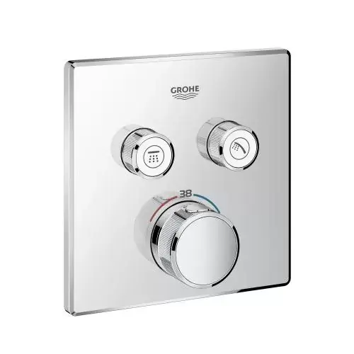 Bestseller Baterie de dus incastrata termostatata patrata cu 2 iesiri Grohe seria Grohtherm SmartControl alba 29156LS0