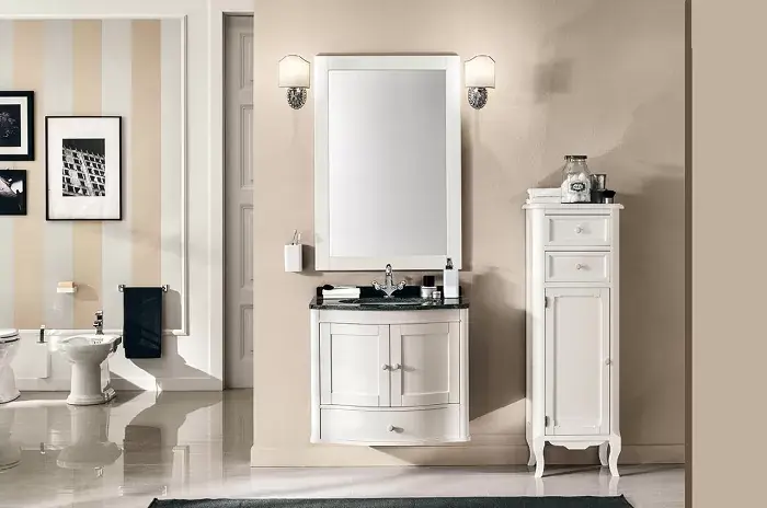 Retur ușor Set mobilier de baie cu blat lavoar si oglinda Eban seria Virginia 75 151 Set