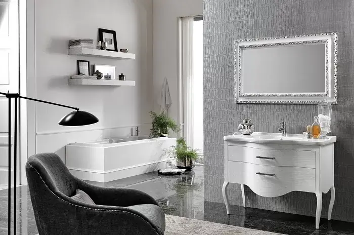 Retur gratuit Set mobilier de baie cu lavoar si oglinda Eban seria Sonia 108 J035