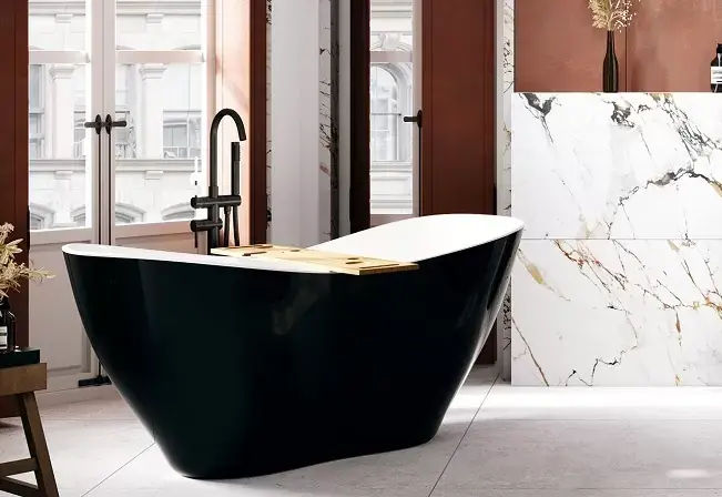 Cel mai bun preț Cada de baie freestanding ovala, alb-negru (black & white) Besco Viya WMD-160-VBW