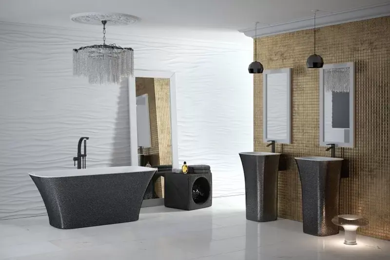 Ofertă exclusivă Cada de baie freestanding dreptunghiulara, Glam, Besco Assos WMD-160-AG