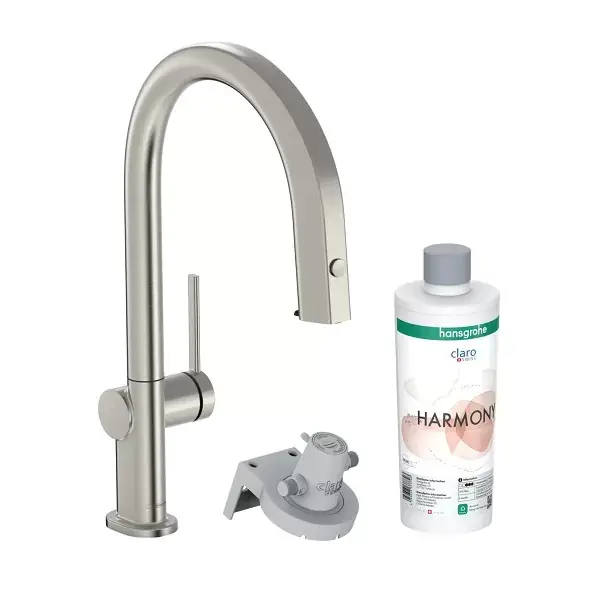 Baterie de bucatarie cu dus extractibil, cu filtru de apa FilterSystem 210, crom mat (supersteel), Hansgrohe Aqittura M91 76800800 Expediere rapidă