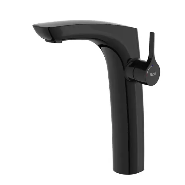 Baterie lavoar monocomanda inalta, maner lateral, fara ventil, Cold Start, titanium black, Roca Insignia 5A3C3ACN0 Preț mic