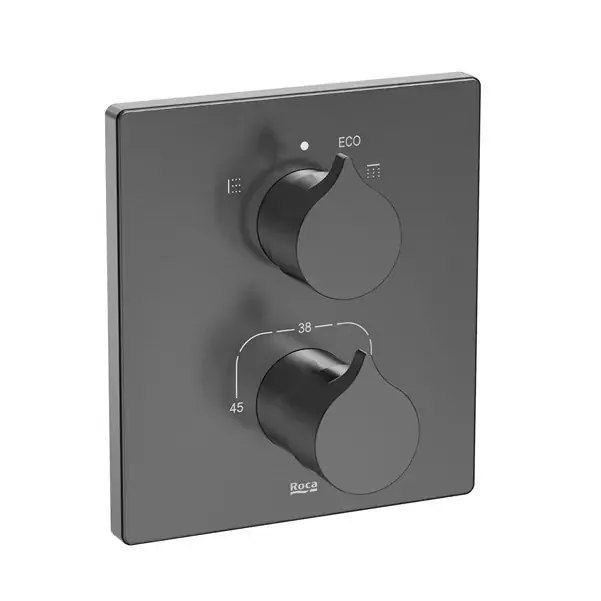 Chilipir Baterie cada dus monocomanda incastrata, termostatata, cu 2 functii, brushed titanium black, Roca Insignia 5A0C3ANM0