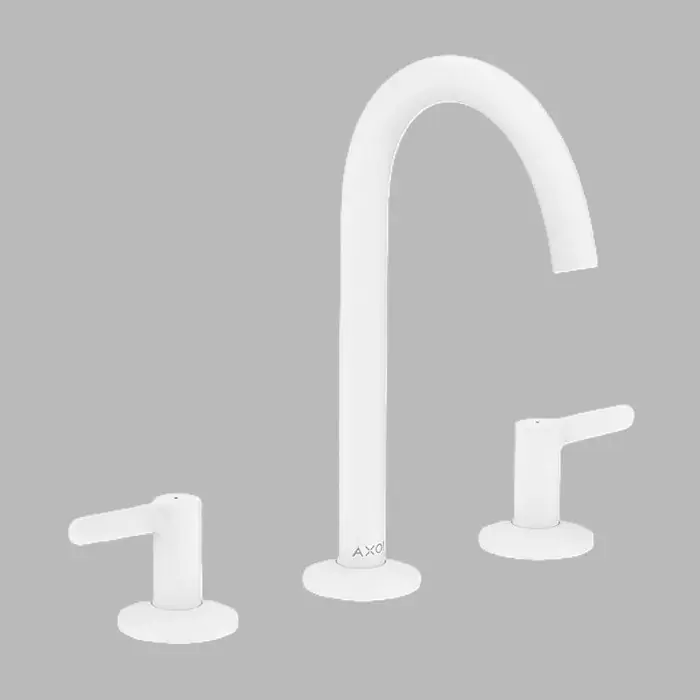 Baterie lavoar cu manere parghie, 3 orificii, Select 170, cu ventil push-open, alb mat (Matt White), Axor One 48050700 Reducere extra
