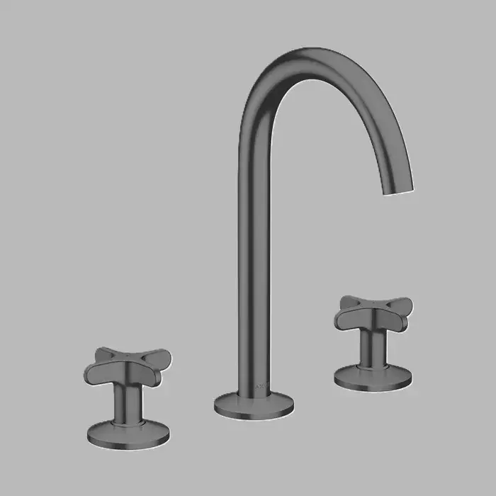 Ofertă specială Baterie lavoar cu manere in cruce, 3 orificii, Select 170, cu ventil push-open, antracit periat (Brushed Black Chrome), Axor One 48040340