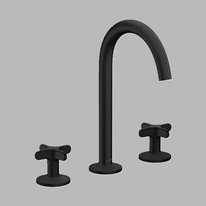 Baterie lavoar cu manere in cruce, 3 orificii, Select 170, cu ventil push-open, negru mat (Matt Black), Axor One 48040670 Livrare expres