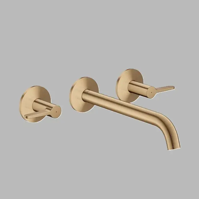 Retur gratuit Baterie lavoar cu manere parghie, incastrata, 3 orificii, gura de scurgere 220 mm, bronz periat (Brushed Bronze), Axor One 48160140