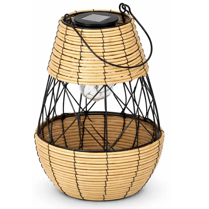 Popular Felinar solar metalic decorativ pentru gradina, 32 cm, bej si negru