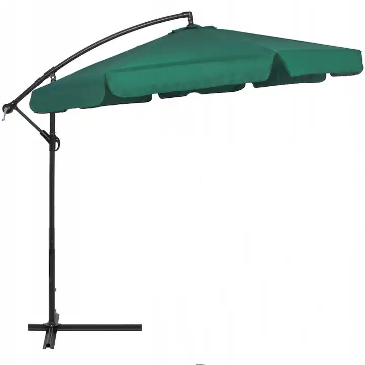 Livrare expres Umbrela de gradina cu brat lateral banana, cu husa, 300cm, verde