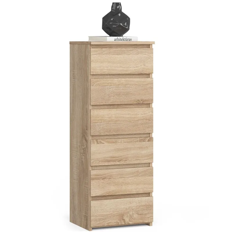 Ofertă specială Comoda cu 6 sertare, PAL laminat 16 mm, 40x35x109 cm, stejar sonoma