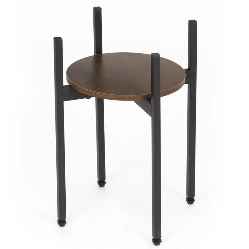 Bestseller Suport metalic pentru floare, cu polita rotunda din MDF, 32x32x43 cm, negru