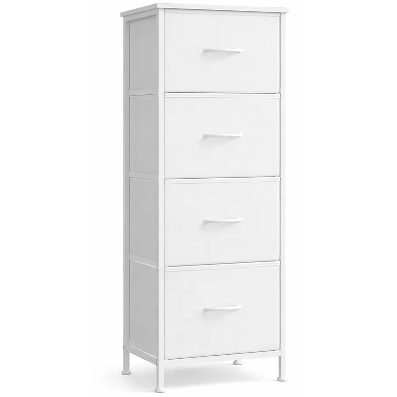 SONGMICS Comoda cu 4 sertare textile, cadru metalic si blat MDF, 40x30x95 cm, alb Cumpără acum