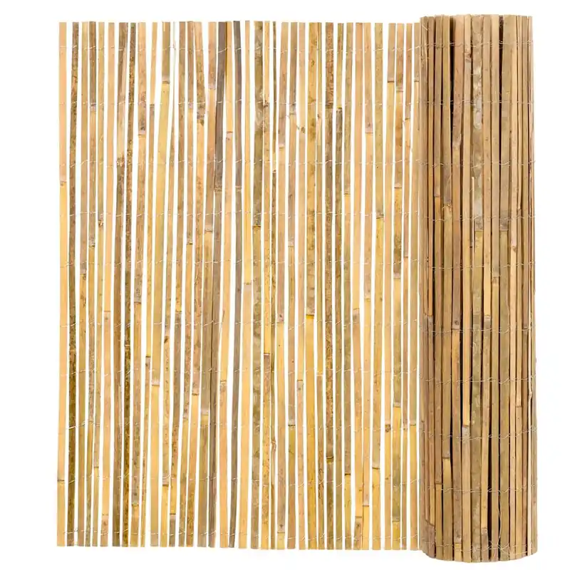 Popular Panou paravan gard din bambus natural, inaltime 100 cm, lungine 300 cm, lamele 15mm, maro natur