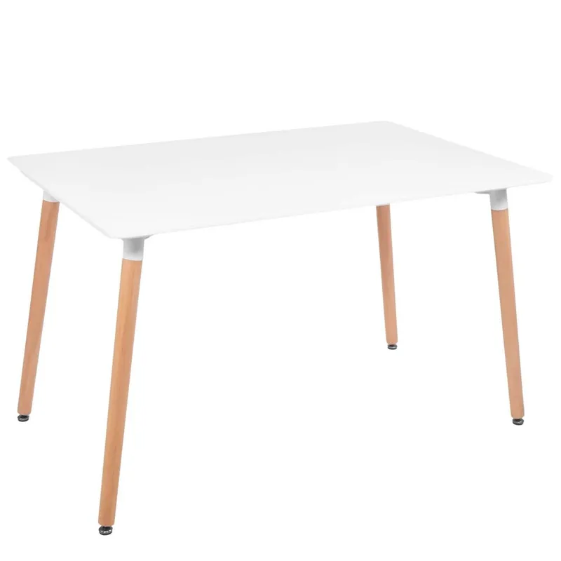 Cel mai bun preț Masa dining bucatarie, dreptunghiulara, 120x80x74 cm, Blat MDF, Picioare lemn, Alb