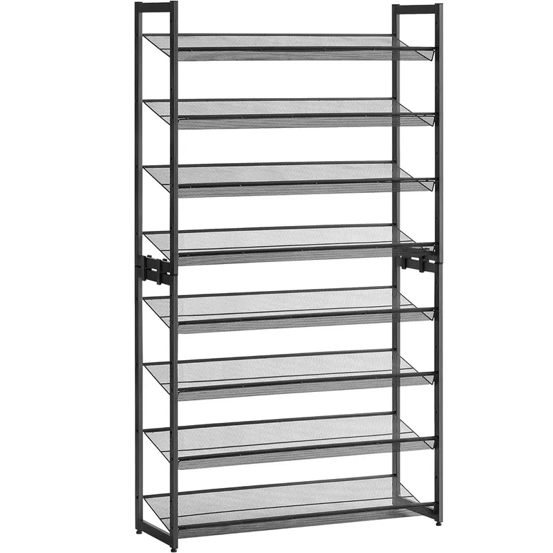 SONGMICS Raft pentru pantofi suprapozabil, pe 8 nivele, din metal, cu rafturi reglabile, pentru 32-40 perechi, 31x 92x163cm, negru Bestseller