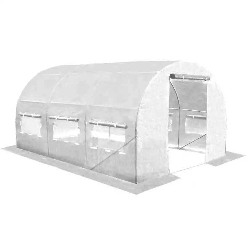 Disponibil imediat Sera de gradina, tip tunel cu cadru metalic, 250x400x200cm, alba, 10mp