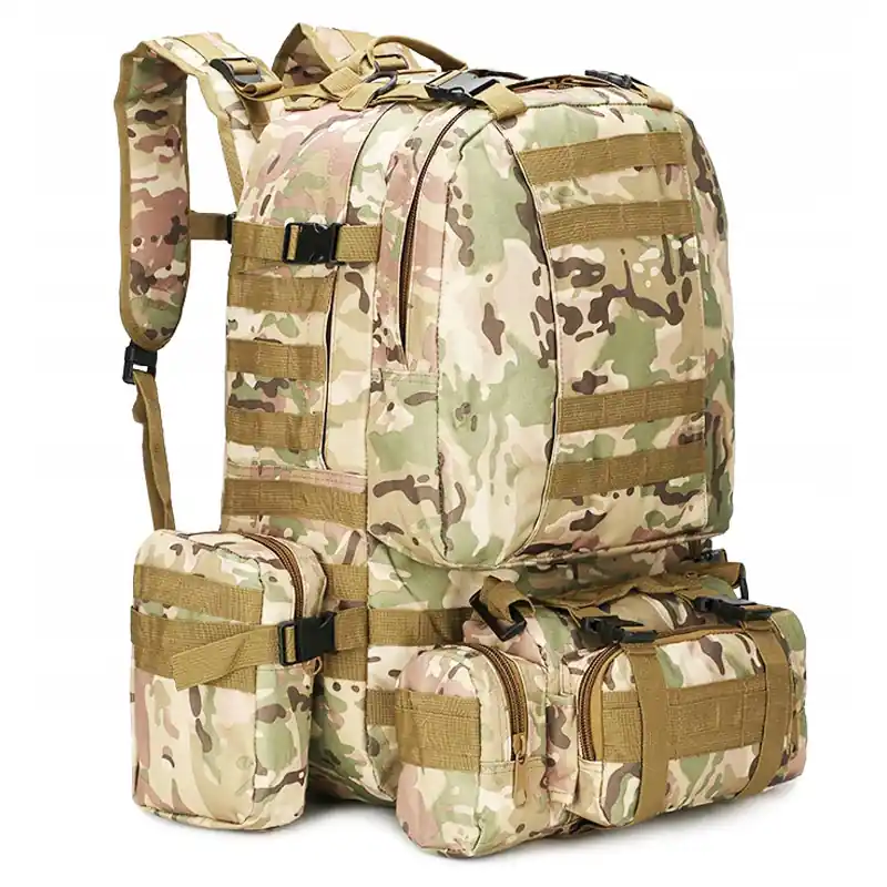 Super ofertă Rucsac militar pentru drumetie, impermeabil, ultra usor, 4 in 1, 50litri, culoare combat camuflaj