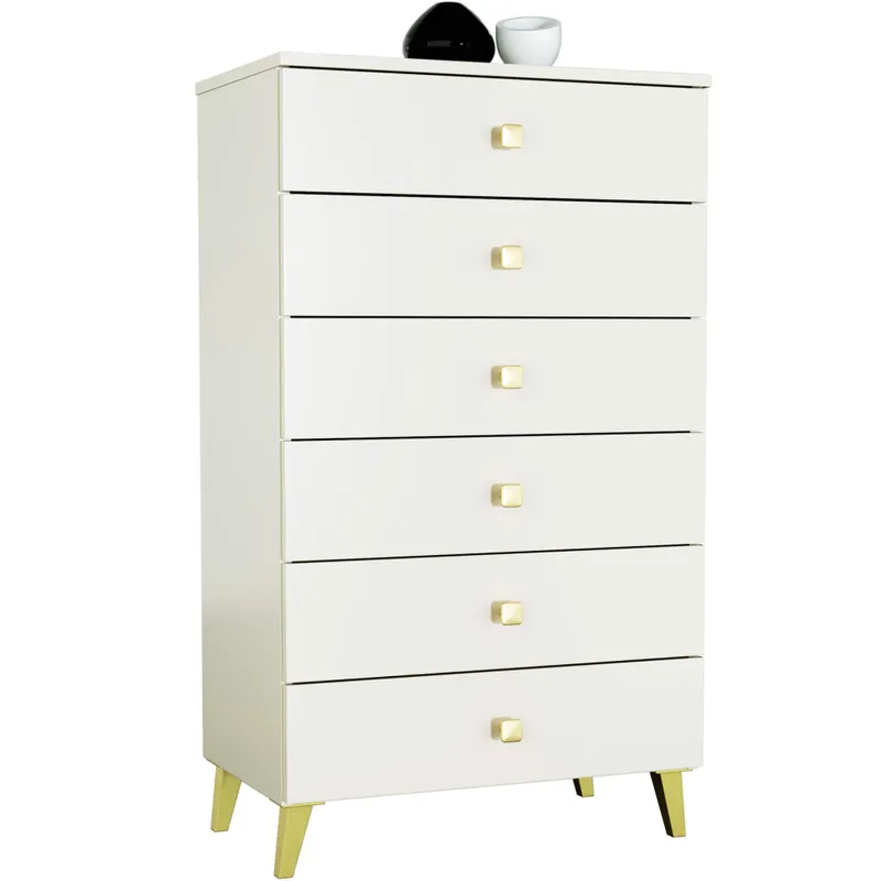 Comoda MOBI K-06, 6 sertare, 60x37x104 cm, casmir cu detalii aurii Plată sigură