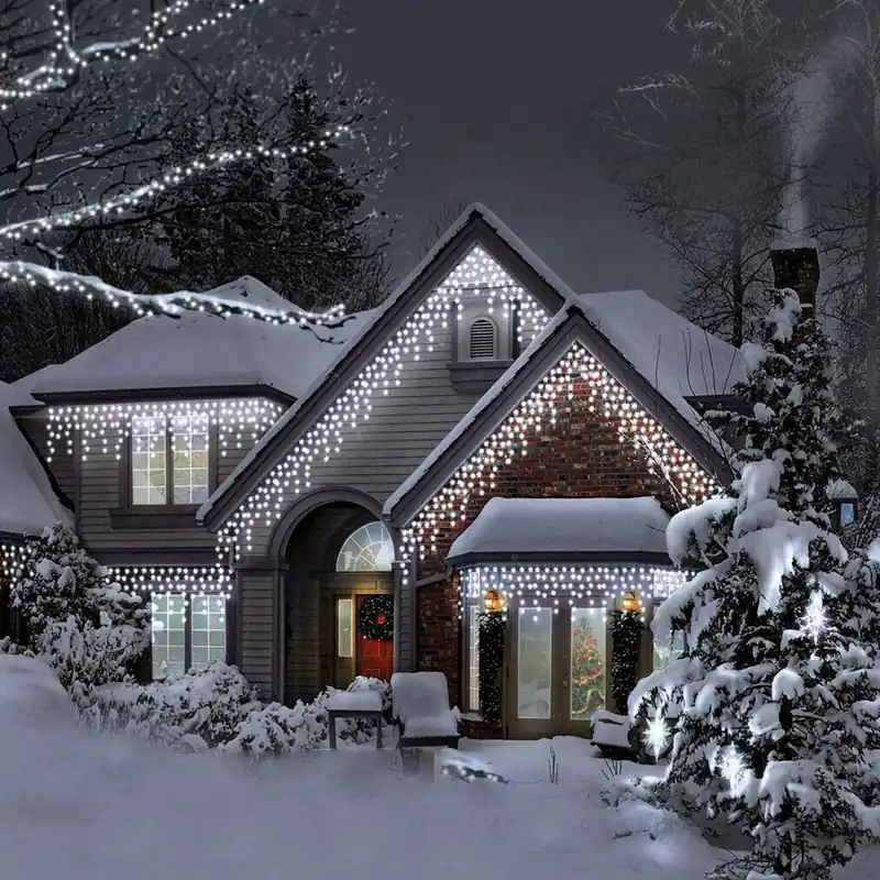 Preț mic Ghirlanda luminoasa tip perdea 500 LED-uri, 20m, pentru interior/exterior, iluminare alba
