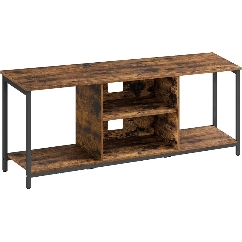 VASAGLE Comoda TV pentru televizoare pana la 65 inch, cadru metal, stil industrial, 147x40x50 cm, maro rustic Promoție