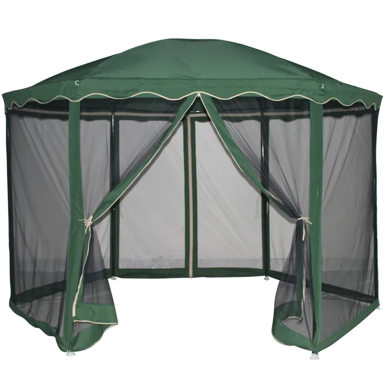 (DL) Pavilion de gradina cu plasa anti insecte si fermoar, hexagonal, 180cm, Verde Vezi acum