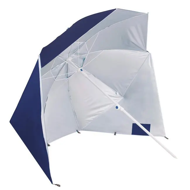 Retur ușor Umbrela tip cort de plaja XXL, cu 2 pereti laterali, BU15S, inaltime reglabila 140-220 cm, albastru inchis
