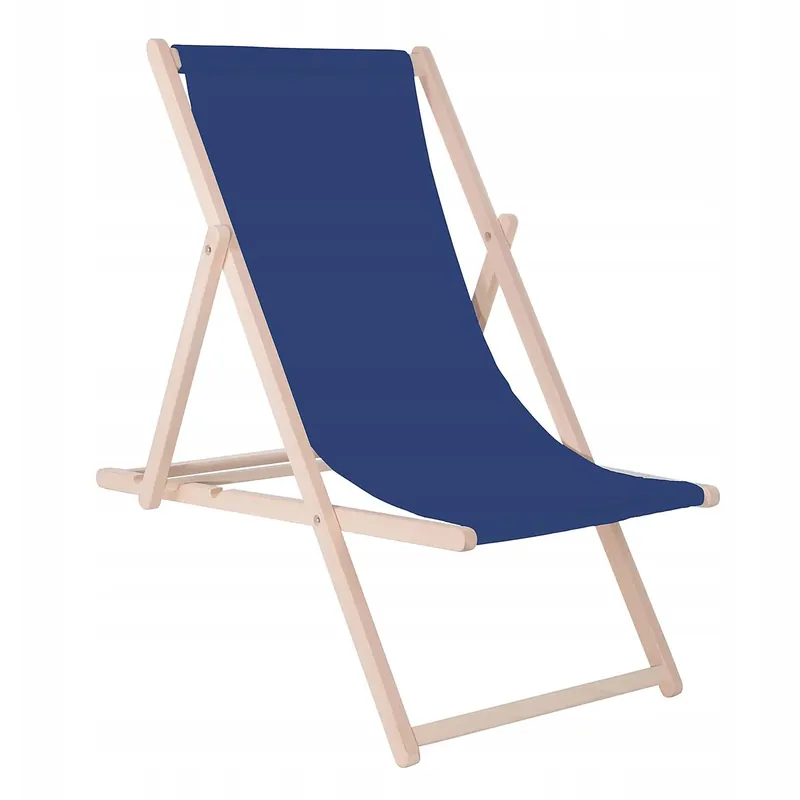 Sezlong pliabil din lemn de fag, autoasamblare, 120kg, navy blue Reducere