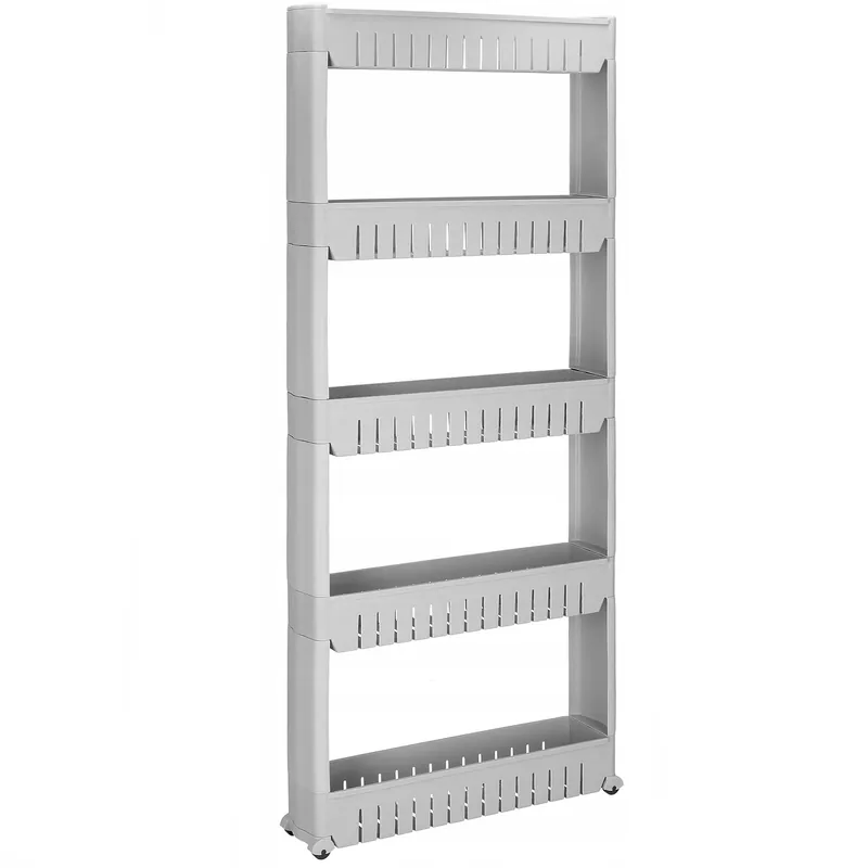 Ofertă de sezon Sistem rafturi de depozitare Sersimo HA115 cu roti pentru bucatarie sau baie cu 5 polite, gri
