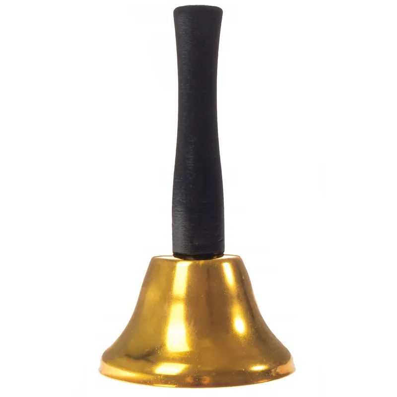 Clopotel auriu din metal, cu maner din lemn, 12cm Plată securizată