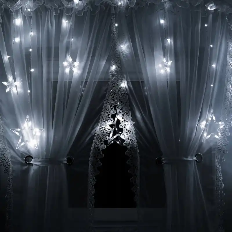 Lichidare de stoc (DL) Instalatie lumina tip perdea cu 138 LED-uri, 2m, pentru interior/exterior, iluminare alb rece