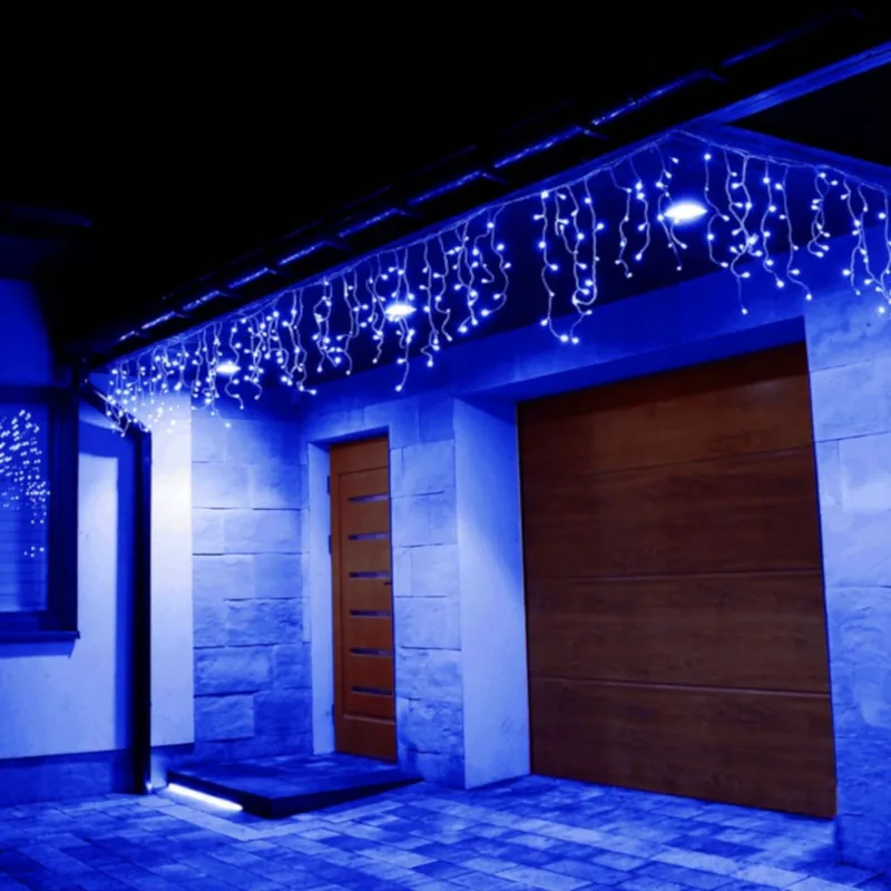 (DL) Ghirlanda luminoasa tip perdea 200 LED-uri, 8m, pentru interior/exterior, iluminare albastra Reducere extra