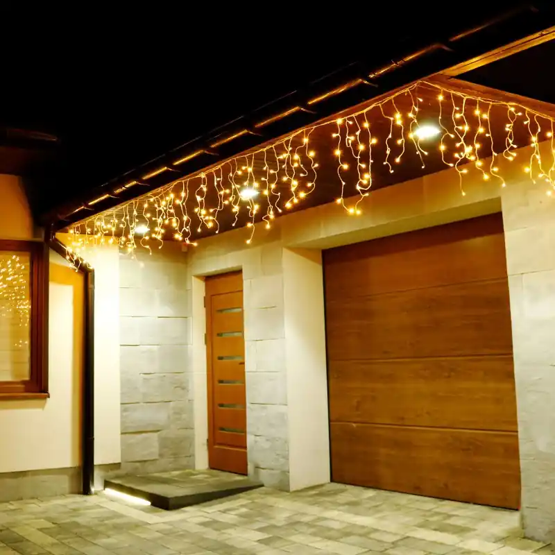 Calitate înaltă (DL) Ghirlanda luminoasa tip perdea 200 LED-uri, 8m, pentru interior/exterior, iluminare galbena