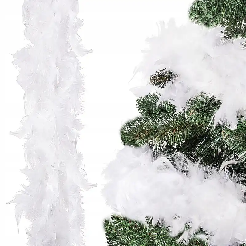 Ofertă de sezon Ghirlanda pentru decor sau bradul de Craciun, model puf si pene, alba, 600cm
