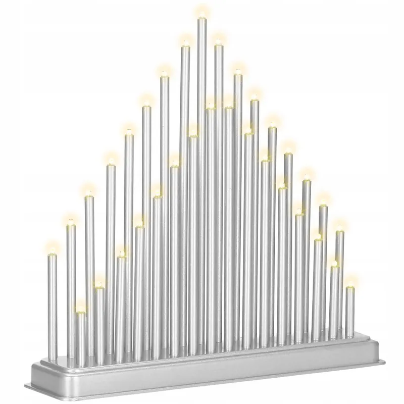Lumanari decorative de Craciun, 33 becuri tip LED, culoare argintiu Ultima șansă