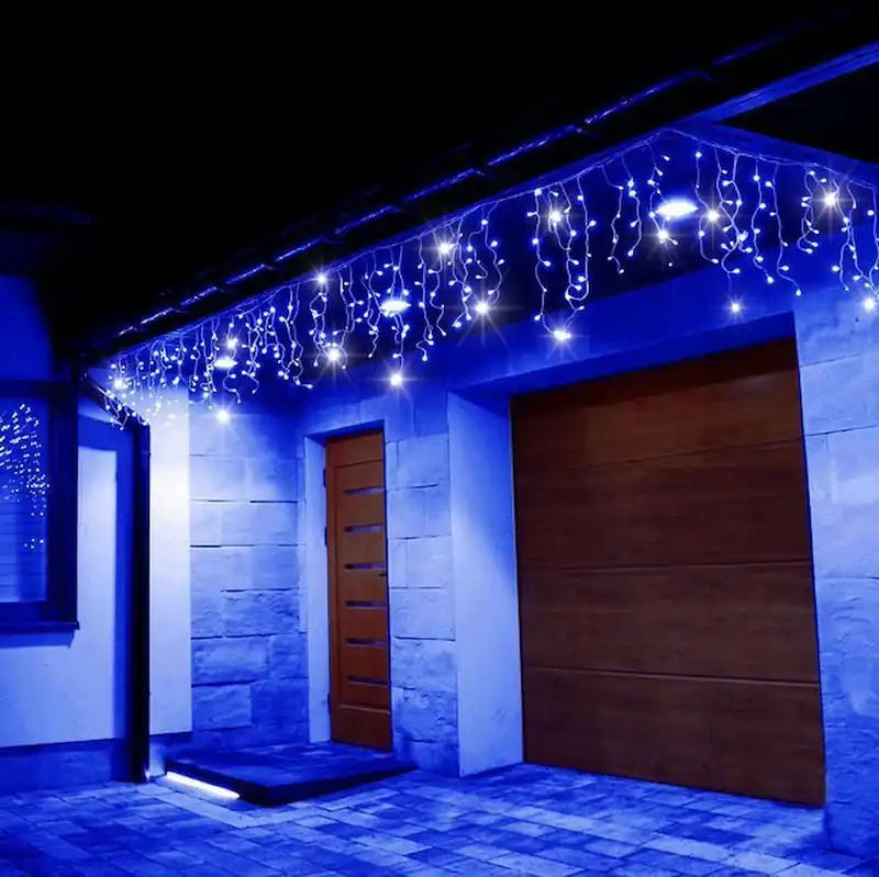 Vezi acum (DL) Ghirlanda luminoasa tip perdea cu flash 500 LED-uri, 20m, pentru interior/exterior, iluminare albastra