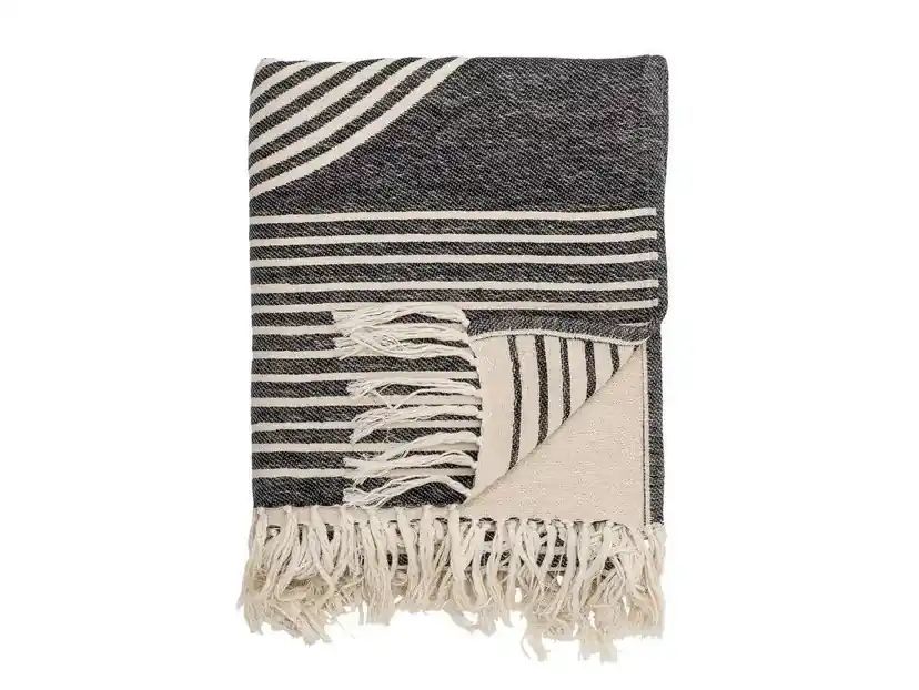 Anek Pătură Black/Cotton - Bloomingville Preț mic