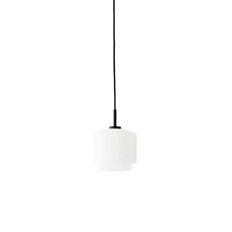 Discount Lampă suspendată Megumi Ø 18 cm, alb/negru, sticlă opală