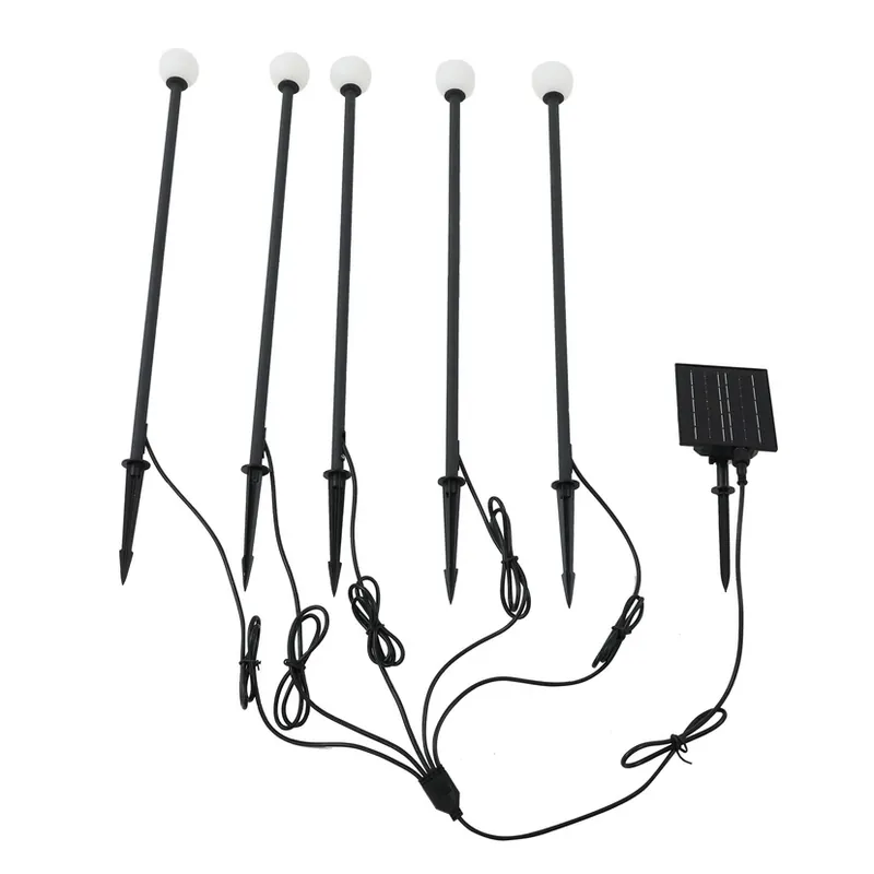 Cumpără online Lampa cu celule solare Freydis cu țeapă de fixare în pământ, 5 buc. Negru -