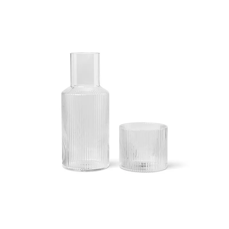 Ripple Carafe Set Small Clear - Ferm Living Ofertă specială