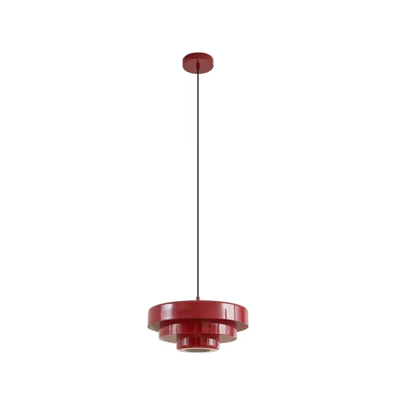 Premium Lampă suspendată Tivra, roșie, Ø 35 cm, metal, E27 - Lindby