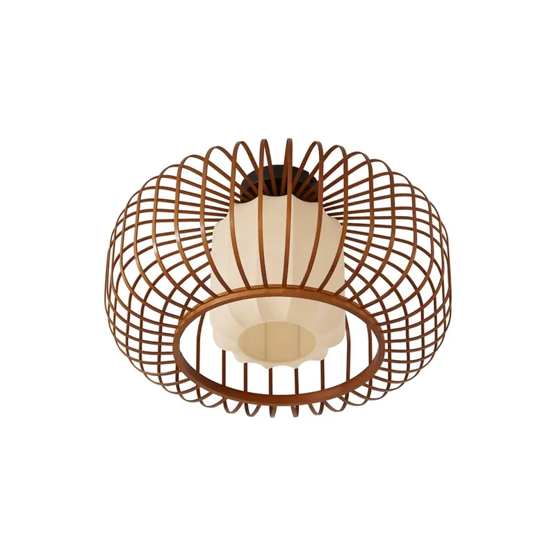 Disponibil imediat Davella Plafonieră, Ø 50 cm, bambus, textil - Lindby