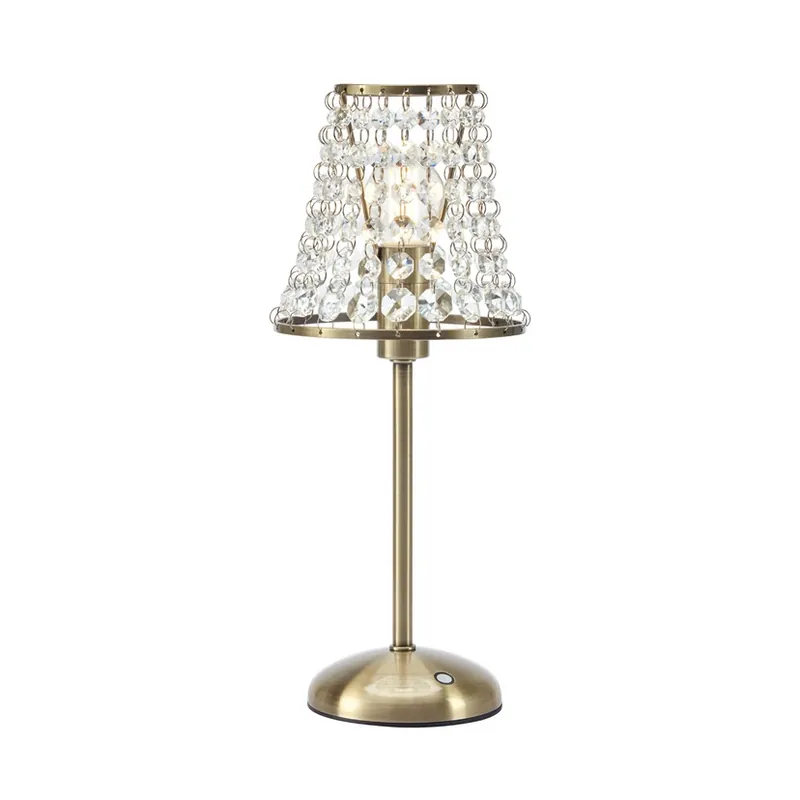 Lampa de masă Liora, alamă/transparentă, înălțime 35 cm, E14, cu stație de Super ofertă
