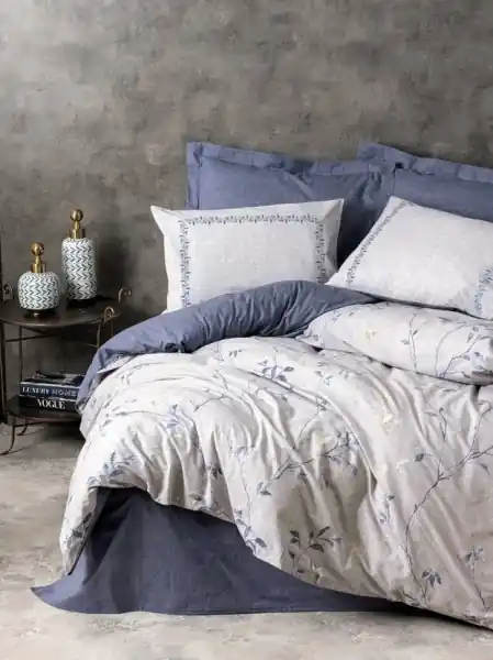 Lenjerie 1 Persoana Nitsa Bleumarin (Bumbac 100%) Livrare rapidă