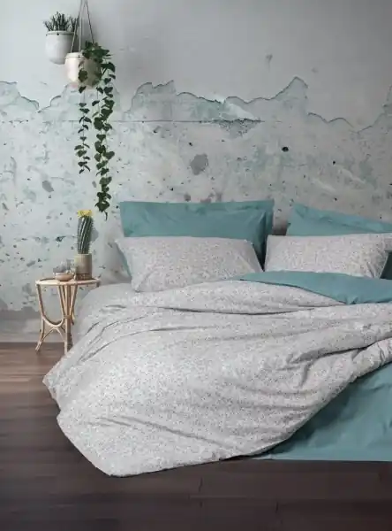 Lenjerie 1 Persoana cu elastic 100x200 June Mint (Bumbac 100%) Discount