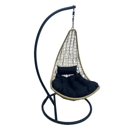 Ieftin Balansoar scoica suspendat de gradina, Soleil, Negru, 120x95x195 cm